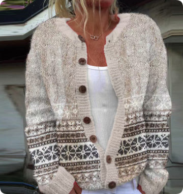 Anouk Beaulieu | Color-Block Fair Isle Knit Cardigan For Women
