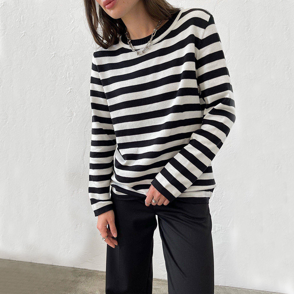 Josephine Delacourt | Striped Knit Long Sleeve Sweater For Women