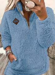Vanessa Colbert | Plush Half-Zip Sherpa Pullover Sweater For Women