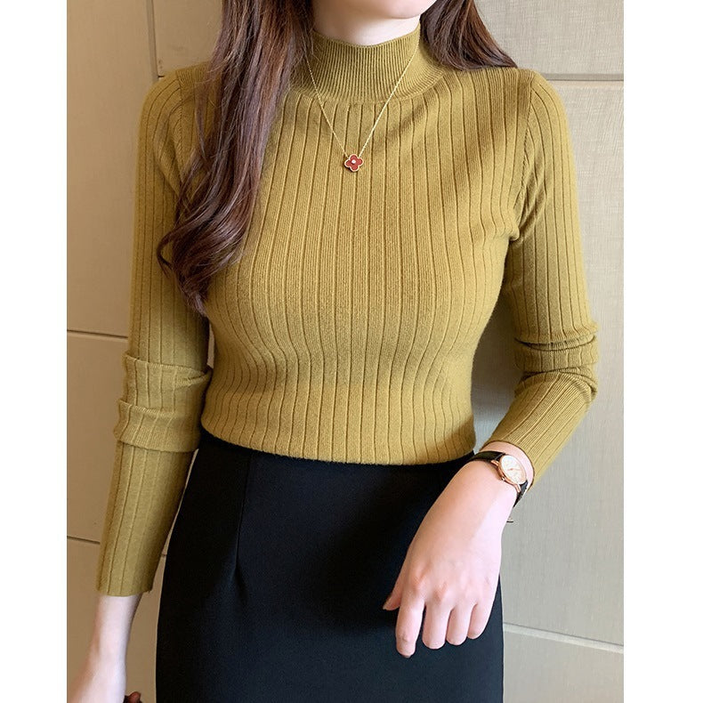 Marianne Lefebvre | Ribbed Mock Turtleneck Sweater For Women