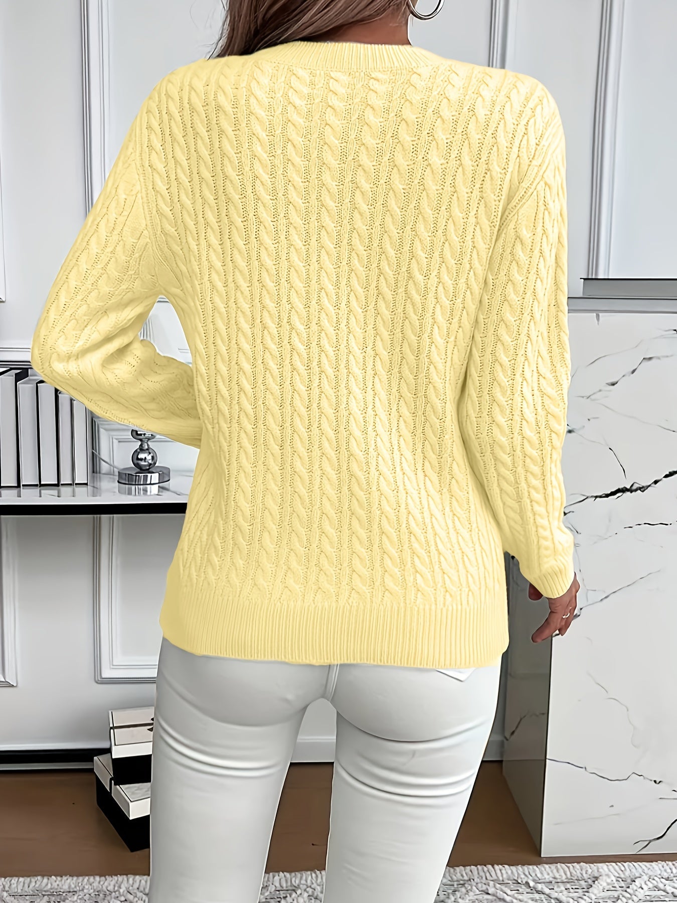 Simone Aldridge | Cable-Knit Round Neck Sweater For Women
