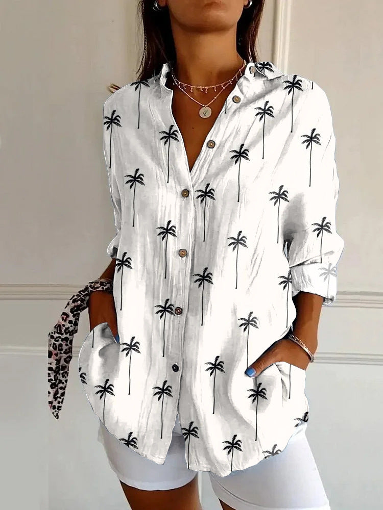 Adele Fontenoy | Floral Colorblock Long Sleeve Shirt For Women