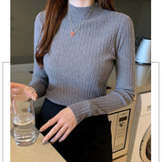 Marianne Lefebvre | Ribbed Mock Turtleneck Sweater For Women