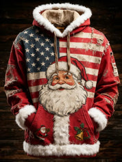 Francesca Hartwell | Flag Santa Print Christmas Hoodie For Women
