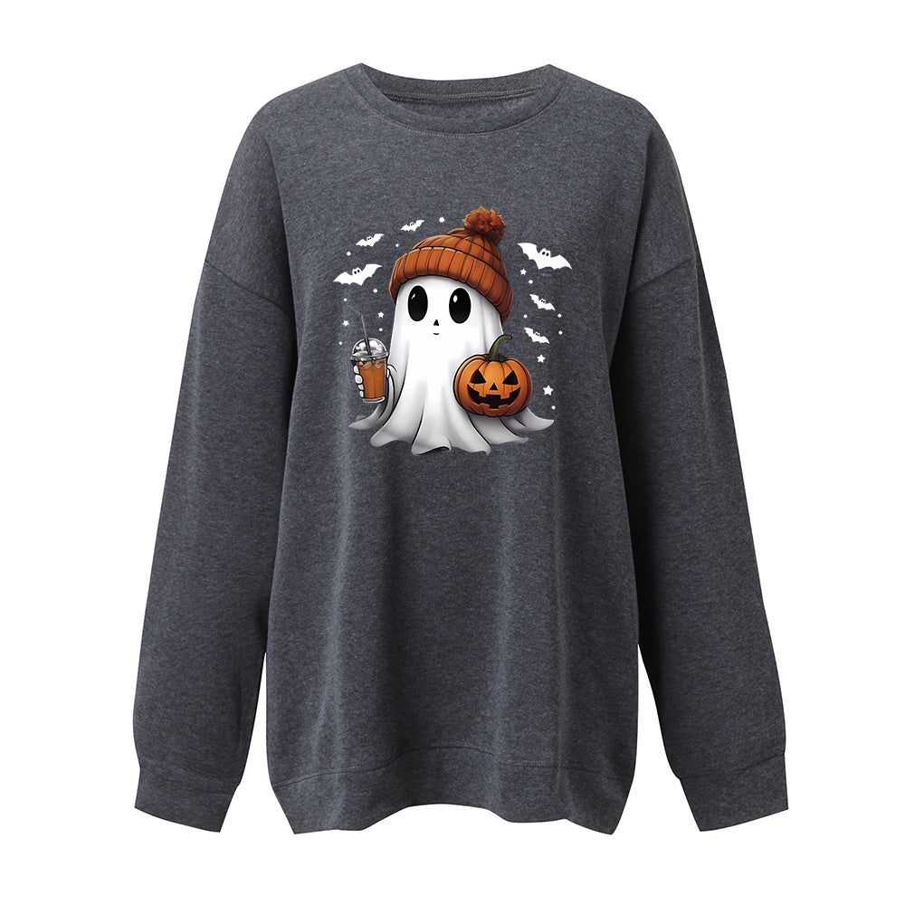 Rosamund Kingsley | Halloween Ghost Print Sweatshirt For Women