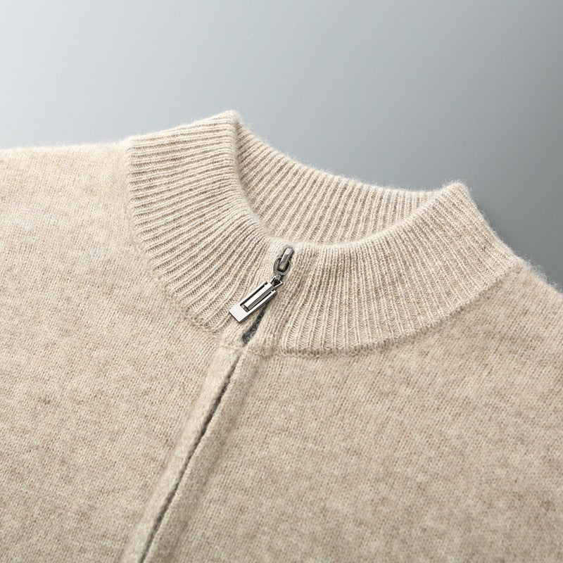 Tucker Whitwood | Zip-Up Stand Collar Knit Cardigan For Men