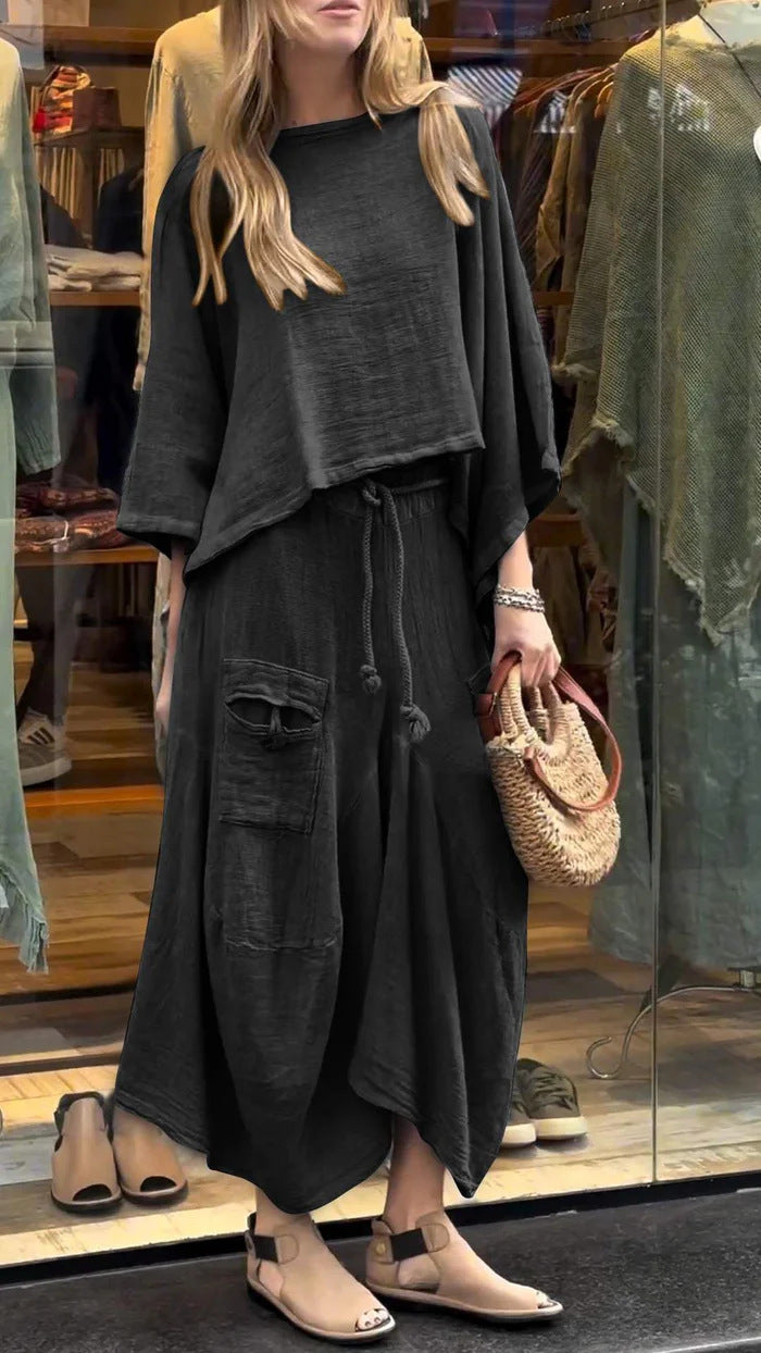 Marlowe Fontcrest | Linen-Look Two-Piece Maxi Skirt Set For Women