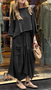 Marlowe Fontcrest | Linen-Look Two-Piece Maxi Skirt Set For Women