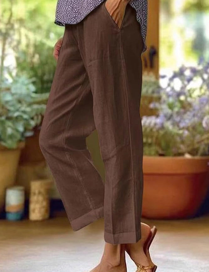 Claudine Vosslair | White Cropped Linen Trousers