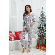 Cocoa Cuddle | Grey Penguin Print Christmas Pyjamas For Women