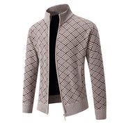 Troy Normore | Diamond-Knit Stand-Collar Zip Cardigan For Men