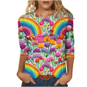 Isadora Winslow | 3D Floral Print Round Neck Top For Women