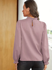 Cosette Vaillant | Rust Ruffled Blouse With Puff Sleeves For Women