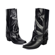 Rosalie Ferrand | Slouchy Knee-High Chunky Heel Boots For Women