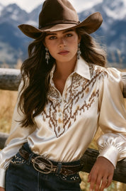 Annabelle Sinclair | Polka Dot Puff Sleeve Blouse For Women
