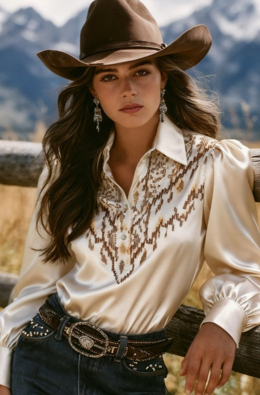 Annabelle Sinclair | Polka Dot Puff Sleeve Blouse For Women