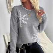 Juliette Norwood | Snowflake Crochet Crew Neck Sweater For Women