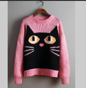 Odalys Ferrand | Halloween Cat Print Crew-Neck Sweater For Women