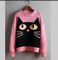 Odalys Ferrand | Halloween Cat Print Crew-Neck Sweater For Women