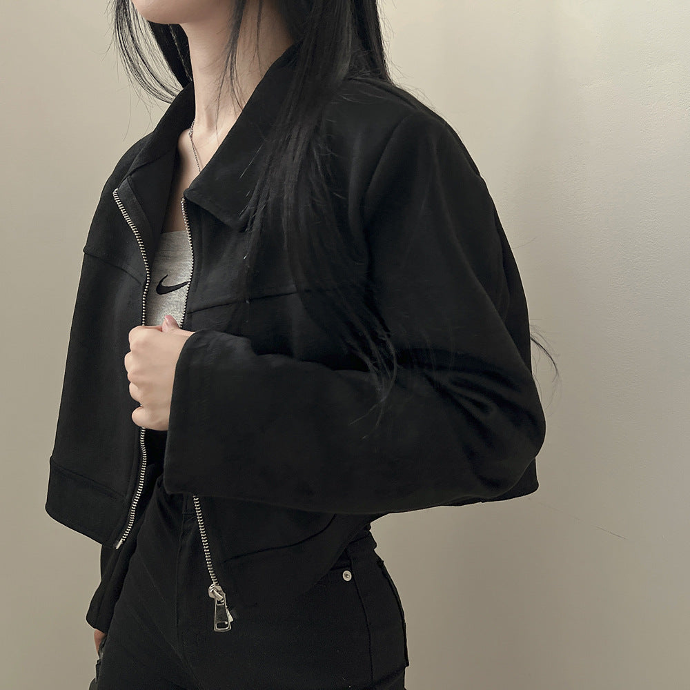 Fabienne Roquet | Cropped Suede Leather Jacket For Women