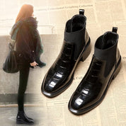 Yvette Larose | Croc-Embossed Chelsea Boots With Faux Fur Lining For Women