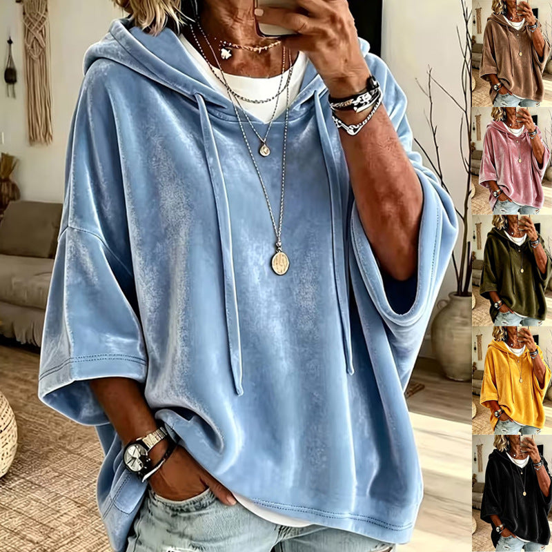 Camille Dufresne | Velvet Batwing Hoodie For Women