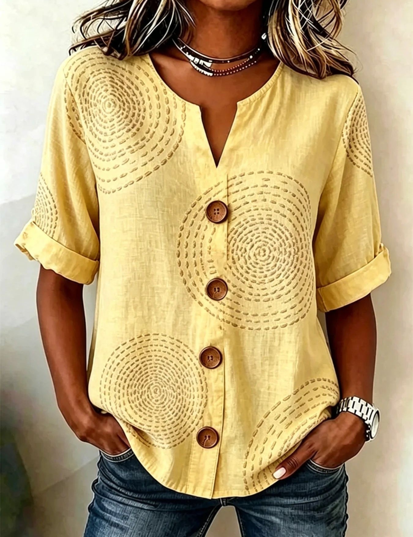 Antonella Marchese | Embroidered Floral Button-Up Blouse For Women