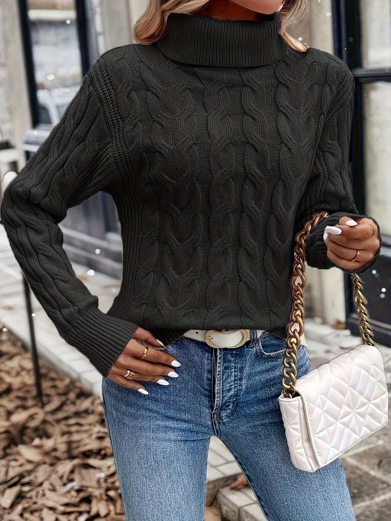 Éloise Vandermeer | Cozy Cable-Knit Turtleneck Sweater For Women