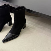 Delphine Ravel | Pointed-Toe Chunky Heel Ankle Boots For Women