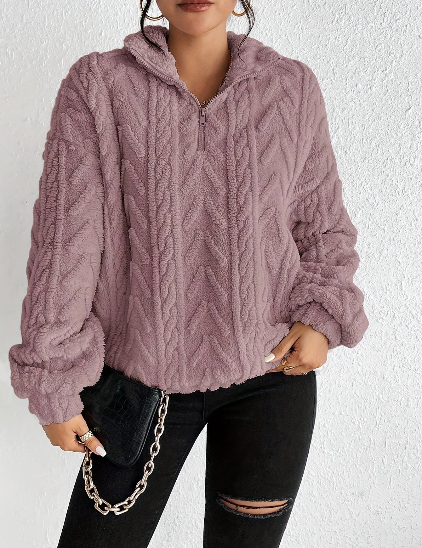 Adele Sorensen | Cable Knit Quarter-Zip Pullover For Women