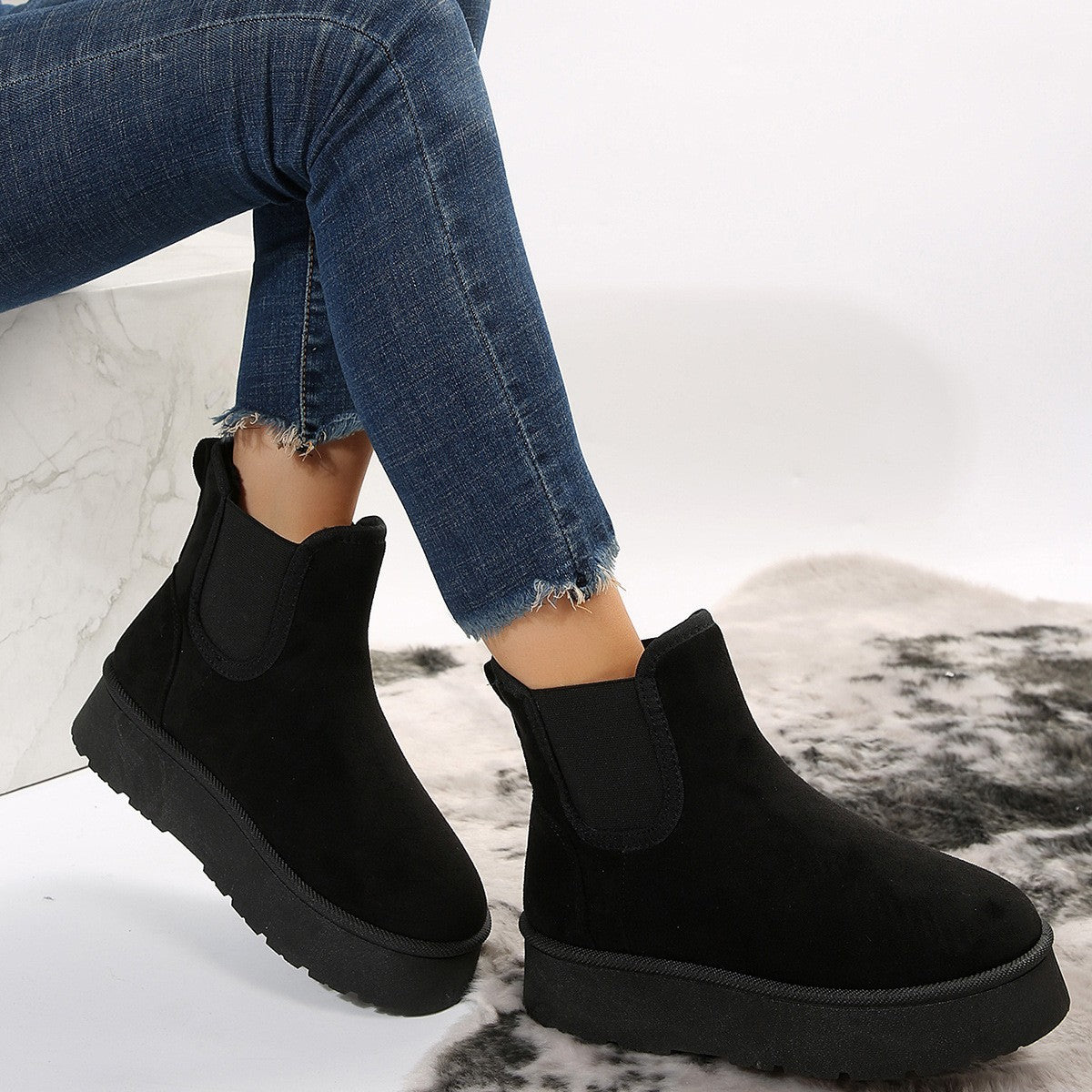 Margaux Sablon | Suede Chelsea Boots With Platform Sole For Women