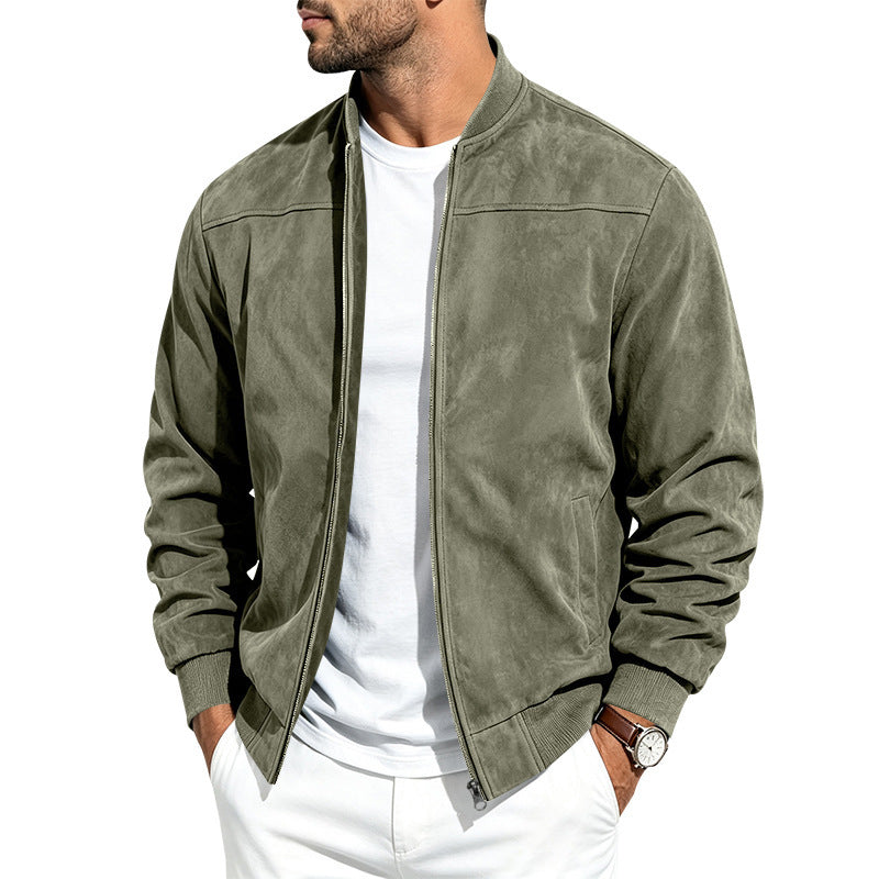 Nixon Braybrook | Faux Suede Zip Up Bomber Jacket For Men