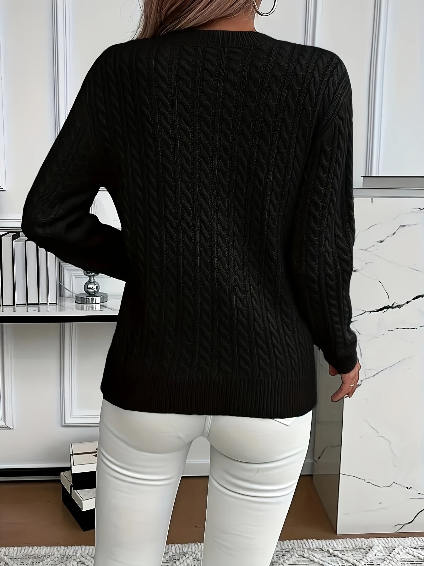 Simone Aldridge | Cable-Knit Round Neck Sweater For Women