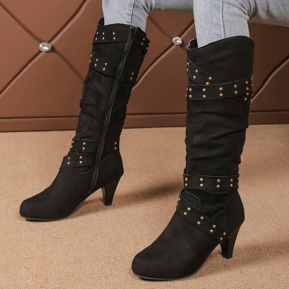 Beatrice Lombard | Rivet Cross-Strap Cowboy Boots For Women