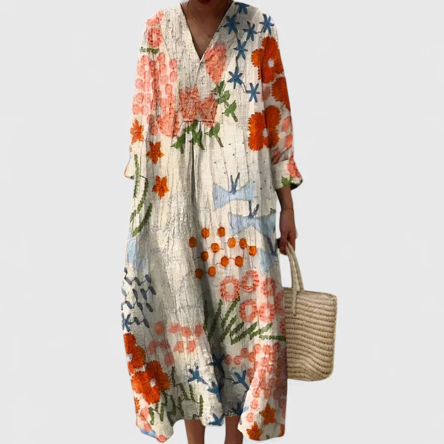 Rosette Vanbelle | Floral Print Maxi Dress with V-Neck