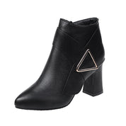 Simone Lefebvre | Pointed Toe Block Heel Ankle Boots For Women