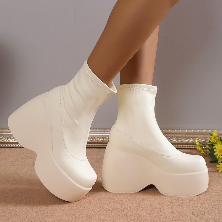 Océane Beaufort | Wedge Platform Ankle Boots For Women