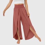 Colette Deveraux | Teal Wide-Leg Split Pants with High Waist