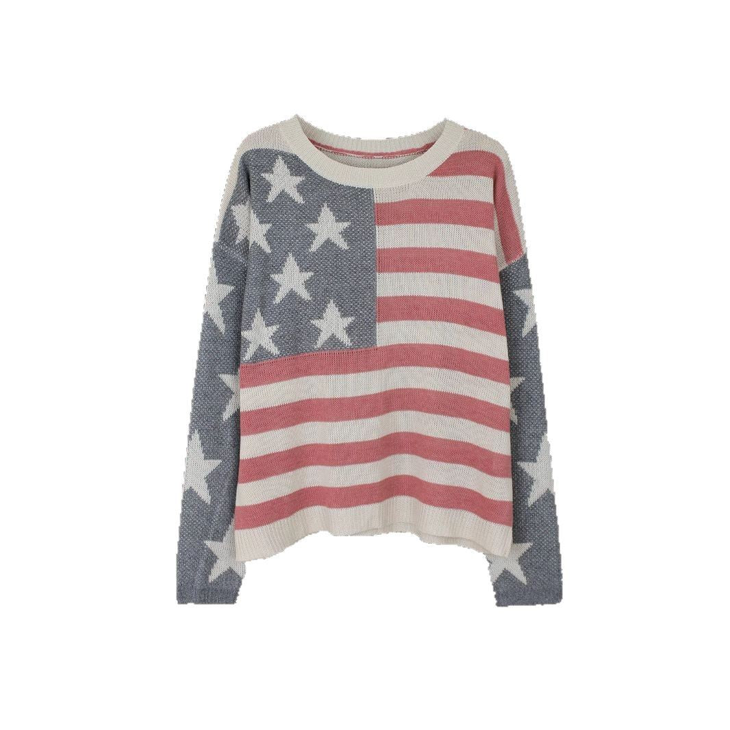 Brielle Ashmore | American Flag Knit Sweater For Women
