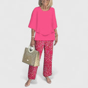 Corinne Valbelle | Floral Print Wide-Leg Pants Matching Set