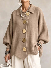 Gentry Colewood | Scalloped Hem Collared Button Cardigan For Women