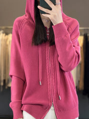 Emilie Cadieux | Hooded Zip-Up Cardigan Sweater For Women