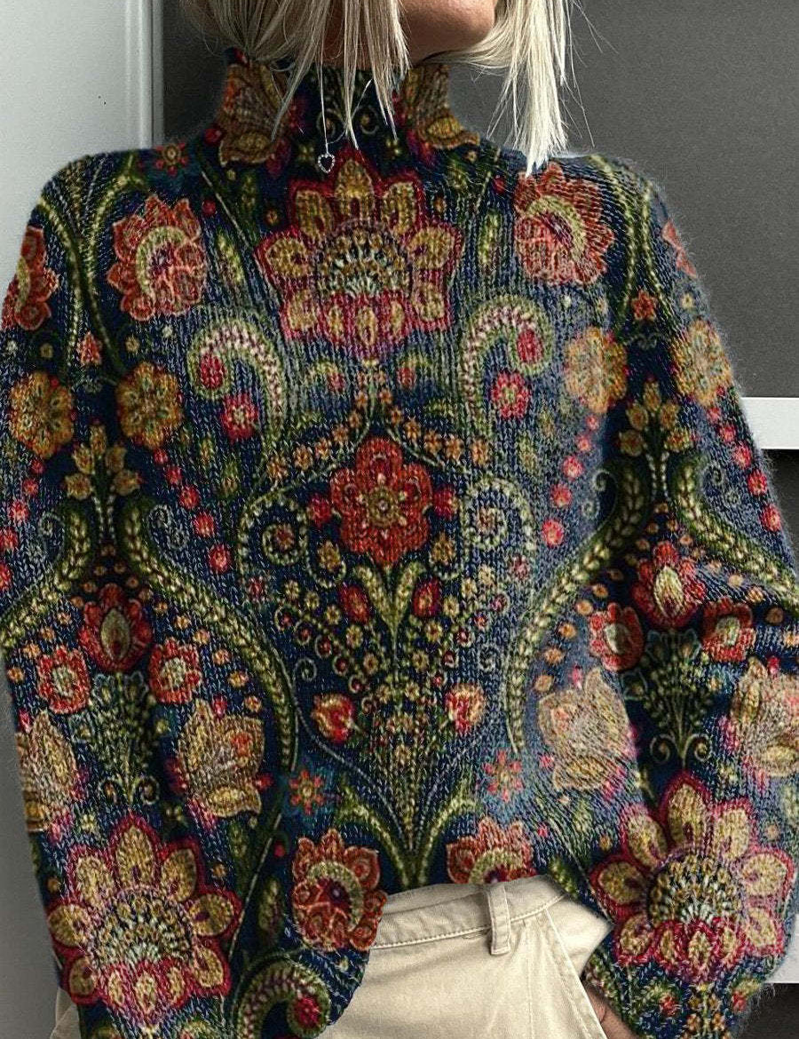 Anais Delorme | Abstract Print Turtleneck Sweater For Women