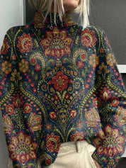 Anais Delorme | Abstract Print Turtleneck Sweater For Women