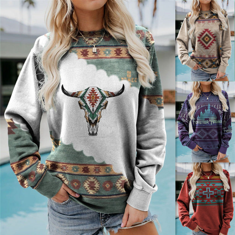Amélie Rousset | Aztec Print Crew Neck Sweatshirt For Women