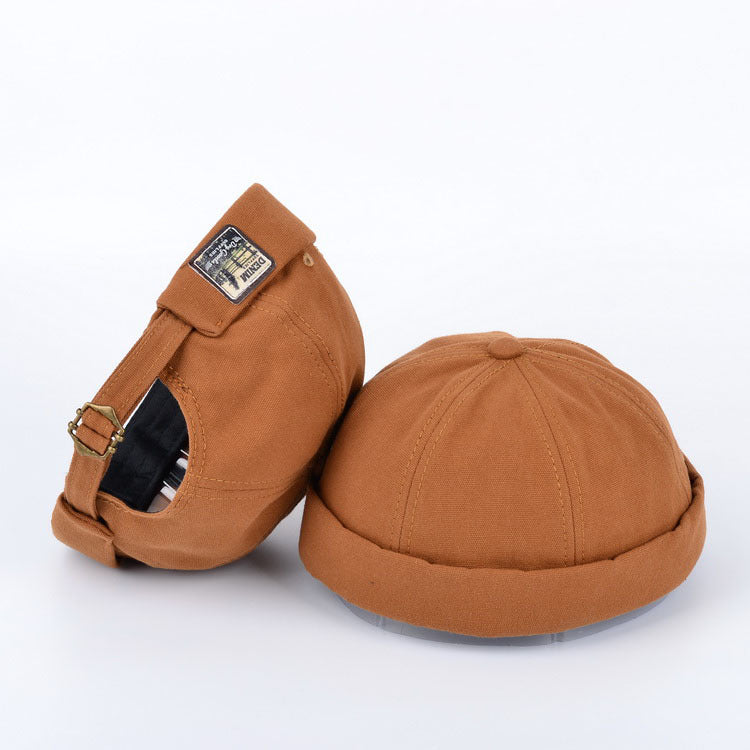 Cotton Docker Skull Cap Hat - Khaki