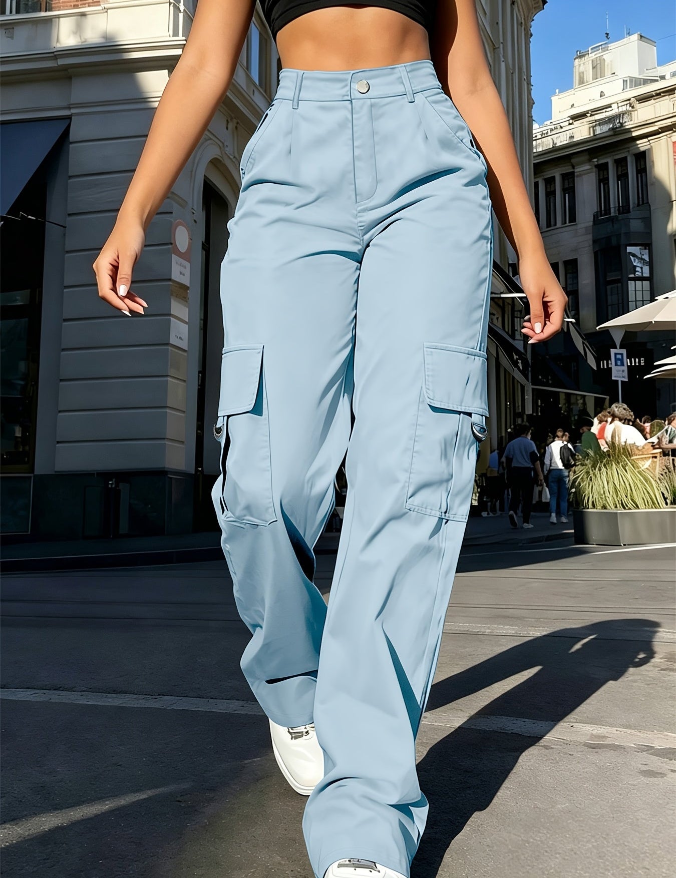 Sabine Hollande | High-Waisted Wide-Leg Cargo Pants For Women
