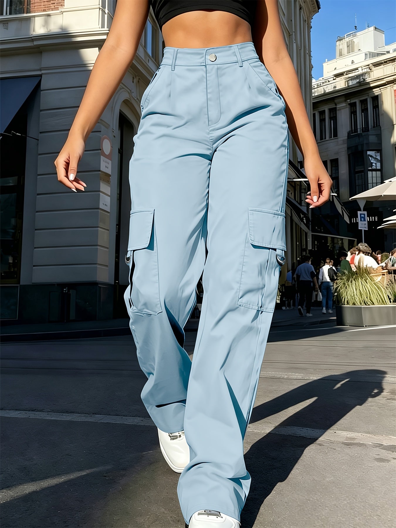 Sabine Hollande | High-Waisted Wide-Leg Cargo Pants For Women