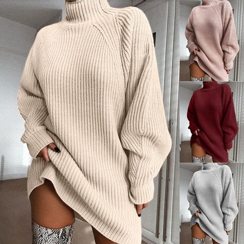 Marielle Duchamp | Turtleneck Knit Mini Sweater Dress For Women