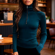 Elena Marchetti | Slim-Fit Ribbed Knit Top For Women